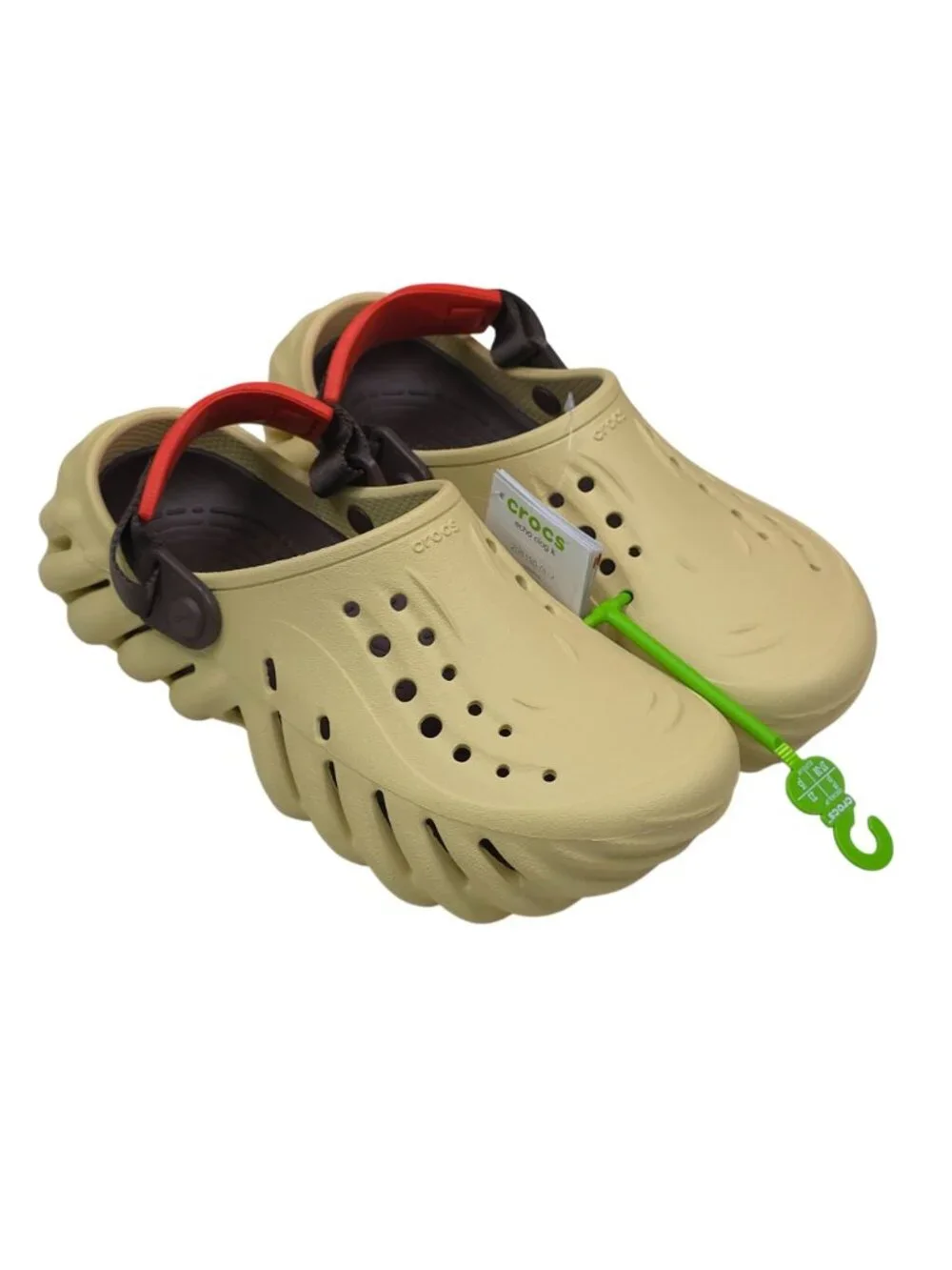 Crocs Echo Clog K Sandals With Adjustable Red Strap Rugged Outdoor Kids J5